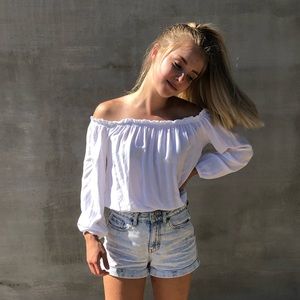 Brandy Melville White Off-the-Shoulder Top